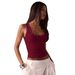 Slim Fit Sleeveless Rhinestone Top for Women Y2K Style Personalized Perforated Waist Cinching Design Tank Outerwear_ecoleips.com