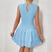 Women's Sleeveless Ruffled Hem Pleated Dress Casual Elegant Fashion Solid Color Thin Summer Clothing_ecoleips.com