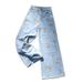 Vintage Printed Women's Jeans For Spring And Autumn, Loose Wide-Leg Slimming High-Waisted Straight Pants, Stylish_ecoleips.com