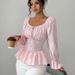Women's Clothing Women's Style Long Sleeved Shirt U Neck Tie Waist Top New Autumn Design For Formal & Casual For Women_ecoleips.com