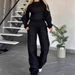 Women's Clothing Two Piece Suit, Round Neck Leopard Print Top, Loose Fit, Plus Size, Casual._ecoleips.com