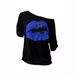 Women's Clothing 80s Modal Print Lip Print Off-Shoulder Halloween Costume T-Shirt Regular Fit_ecoleips.com