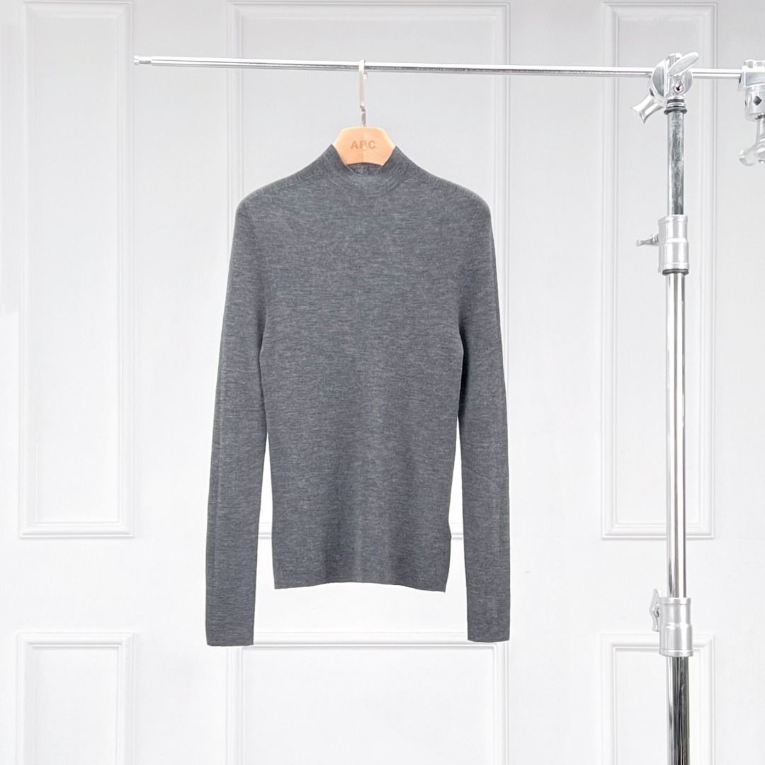 Aria Basics Aria Basics Source Factory| Isao's 18-stitch Seamless Slim-fit Top, Women's Half-high Collar Long-sleeve Wool Sweater_ecoleips.com