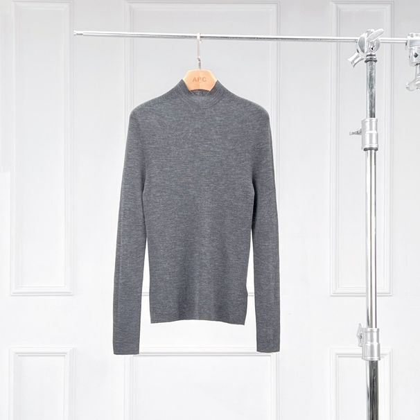 Aria Basics Aria Basics Source Factory| Isao's 18-stitch Seamless Slim-fit Top, Women's Half-high Collar Long-sleeve Wool Sweater_ecoleips.com