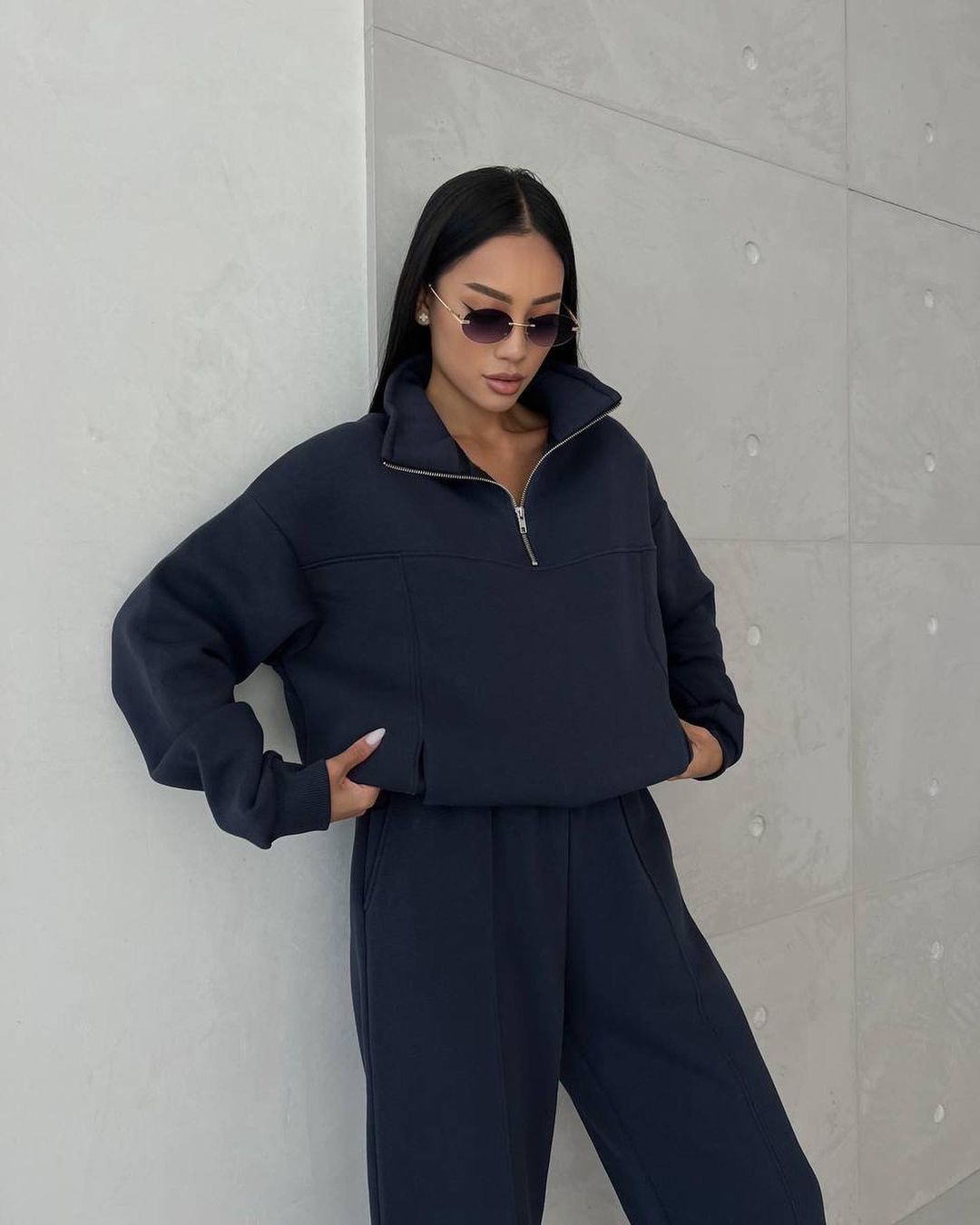 New Women's Casual Fashion Streetwear Patchwork Long Sleeve Sweatshirt And Pants Set European American Style Trendy Wholesale 2025_ecoleips.com