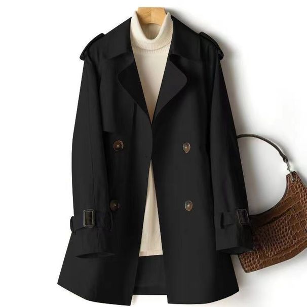 Women's Trench Coat – Slim-Fit Mid-Length Double-Breasted Jacket, Elegant & Versatile For Petite To Plus Size_ecoleips.com