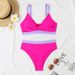 Women's Clothing Split High Waist Sports Swimsuit Contrast Color Cross Gathered Swimsuit_ecoleips.com