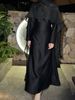 LY01 Women's Muslim Clothing Abaya Solid Color Rhinestone Shawl Two-Piece Set Long Robe_ecoleips.com