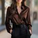 Elegant Long-Sleeve Button-Down Shirt – Women’s Solid Color Office Blouse (Black/Purple/Navy/Brown/Maroon, S-XXL)_ecoleips.com