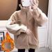 Fleece-Lined Sherpa Hoodie – Winter Pullover With Zip Front, Oversized Fit & Soft Plush Interior (White/Black/Pink/Khaki, S-XL)_ecoleips.com