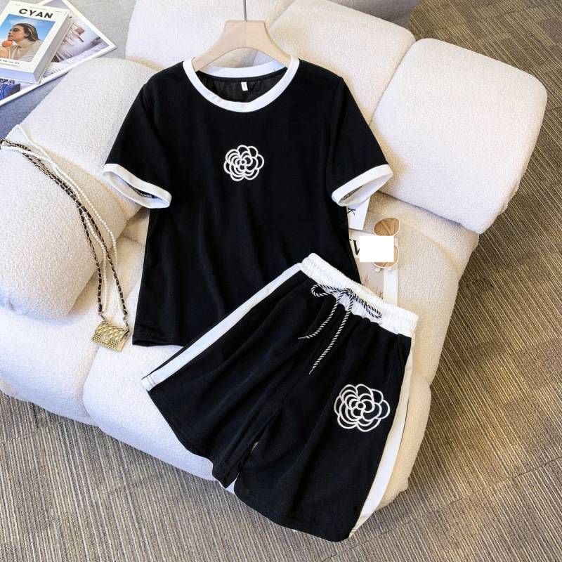 Women's Clothing Women's Solid Color Short Sleeve Top And Sweatpants Set Spring Autumn Style Two-Piece Casual Sports Outfit_ecoleips.com