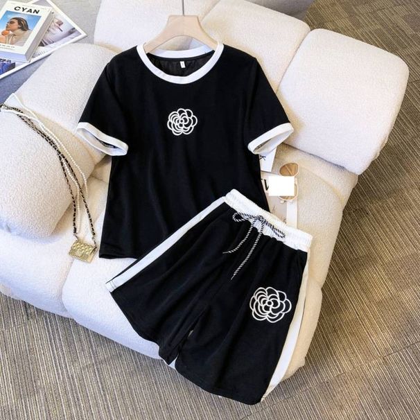Women's Clothing Women's Solid Color Short Sleeve Top And Sweatpants Set Spring Autumn Style Two-Piece Casual Sports Outfit_ecoleips.com