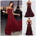 Strapless Waist Cinching Long Evening Dress Three Dimensional Petal Pleats Large Skirt Train European And American Style for Women_ecoleips.com