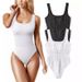 Spot Goods Women's Sleeveless Vest Bodysuit Low Cut Jumpsuits Rompers European American Style Special Design_ecoleips.com