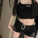 Aria Basics Aria Basics European And American Style Black Low Waist Hip Lift Slimming Hot Girl Ultra Short Pants Women Autumn New Slim Fit Rivet_ecoleips.com