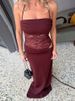 TARUXY Lace Splice Spaghetti Strap Dress Women's Lace Up Waist Hollow Sexy Slim Long Dress Summer Beach Party Sleeveless Dress_ecoleips.com