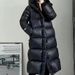 Unisex Black & Gold Knee-Length Down Jacket – Premium Goose Feather, Extreme Cold Protection_ecoleips.com