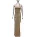 Vertical Striped Sequin Halter Bodycon Maxi Dress, Sleeveless Backless High Side Split Glitter Formal Evening Party Gown_ecoleips.com