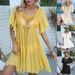 Women's Beach Cover-Up Dress With Asymmetrical Hem, Lightweight Woven Fabric, Boho Chic Summer Dress For Vacation, Swimwear Cover, Loose Fit Tunic_ecoleips.com