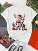 European And American Cross-border Foreign Trade Women's Clothing Christmas Snowman Print Round-neck Short-sleeve_ecoleips.com