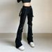 Cross-Border INS Early Summer New Design Ribbon Metal Leg Ring Pocket Straight Flared Jeans For Women 2025_ecoleips.com