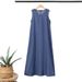 Women's Clothing Muslim Fashion Loose Large Size Sleeveless Long Solid Color Denim Dress_ecoleips.com