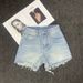 Summer Denim Shorts for Women High-Waisted Slimming Straight Leg with Letter Design And Frayed Edges Niche Correct Version 2026_ecoleips.com
