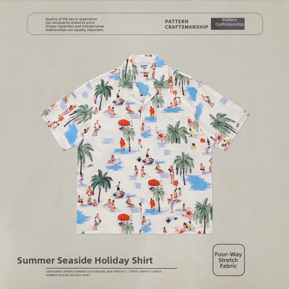 Men Women Floral Cuban Collar Shirt Thin Design Full Body Print Summer Beach Short Sleeve Top Hawaiian Island Style_ecoleips.com
