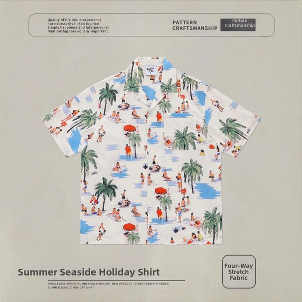 Men Women Floral Cuban Collar Shirt Thin Design Full Body Print Summer Beach Short Sleeve Top Hawaiian Island Style_ecoleips.com