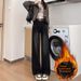 New Autumn And Winter Korean-style Jeans, Fleece-lined, Thickened, High-waisted, Slimming, Loose-fitting, With A_ecoleips.com