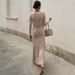 Women's Long Sleeved Dress Autumn New Arrival European American Style Fashionable French Temperament Slim Fit Irregular Ribbon Solid Color_ecoleips.com
