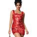 Sexy Bodycon Sequin Mini Dress For Women - Sleeveless Clubwear Party Dress With Spaghetti Straps, Stretchy Polyester Fabric,_ecoleips.com