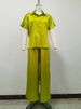 Elegant Women's Two Piece Set Summer Style Collared Short Sleeve Backless Slim Fit Shirt & High Waisted Straight Leg Pants_ecoleips.com