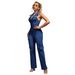 Slim Fit Washed Denim Jumpsuit For Women Casual Straight Loose Romper_ecoleips.com