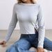 Voya Women's Minimalist Imperial Style T-shirt For Spring And Summer Fashion, Reducing Age, Solid Color, Long Sleeved Base Top_ecoleips.com