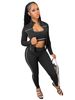 Women's Clothing Fashion Vest With Zipper And Thumb Buckle 3-Piece Workout Set – Zip-Up Sports Bra, Thumbhole Long Sleeve & High-Waisted Leggings_ecoleips.com