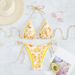 Women's Clothing Women's Cross-Over Printed Tie-Up Bikini Swimsuit Style Fashionable Swimwear Modest Coverage, Beach & Pool Ready_ecoleips.com