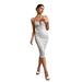 Women's Clothing Sexy V Neck Solid Color Hip Wrapped Medium Length Banquet Evening Dress_ecoleips.com