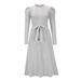 Women's Fashion Bubble Long-sleeved Knitted Skirt In The Long Temperament Of A Thin High-waisted Swing Dress_ecoleips.com