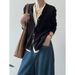 Double Tone Round Neck Two Piece Knitted Cardigan For Women In Spring, Slimming Thin Sweater Jacket Top 50603_ecoleips.com