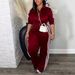 Women’s Stylish Two-Piece Sets – Trendy Matching Tops & Pants For Casual & Work (Navy Blue/Burgundy/Black/Dark Green, S-XXXL)_ecoleips.com