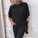 2025 European And American Women's Clothing Summer New Solid Color Batwing Sleeve Loose T-shirt With_ecoleips.com