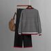 Women's Spring Autumn Style Color Block Jacket Set With Loose Straight Leg Trousers_ecoleips.com