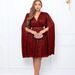 C8543 With Belt, 2023 New V-neck Elegant Long-sleeve Cape Waist-cinching Dress, Foreign Trade Dress_ecoleips.com