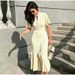 Cross-border European American Women's Fashion New Short-sleeve Buttoned Slit Coat Knitted Dress Stylish And_ecoleips.com