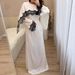 Elegant Abaya Dress With Lace Trim & Flared Sleeves – Modest Layered Tunic With Shawl_ecoleips.com