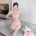 Women's Solid Color One Piece Swimsuit Halter Slimming Sweet Girlish Pure Alluring Style For Hot Springs_ecoleips.com