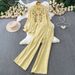 Women's French Style Two Piece Set Commuter Friendly Embroidered Collared Shirt And Slimming Wide Leg Pants Casual High Waisted Outfit_ecoleips.com
