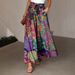 New Bohemian Style Women's Loose Wide Leg Pants 3D Digital Feather Print Pleated Waist Skirt Bottoms Fashionable Casual Trousers_ecoleips.com