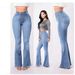 High Waist Stretchy Flared Women's Jeans - Comfortable & Figure-Hugging Denim Pants For Everyday Wear_ecoleips.com